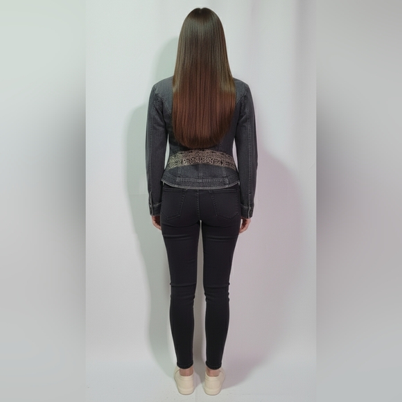 Bandolino Women's Black Vintage Embroidered Zip-Up Jean Jacket Size 6 (Small) - Picture 9 of 11